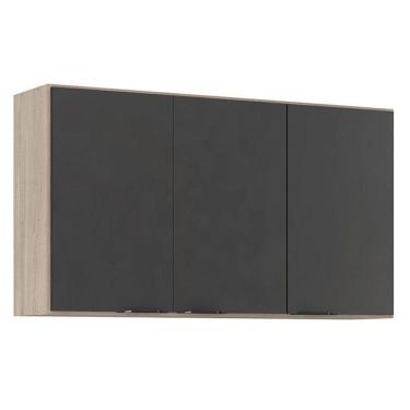 Imagem de Armário Aéreo Para Cozinha Firenze 3 Portas Avena Grafito - Demóbile