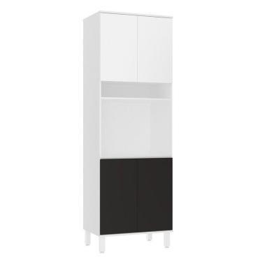 Imagem de Paneleiro 70cm 4 Portas E 1 Nicho Para Forno Microondas Dora Branco/branco Supremo/preto