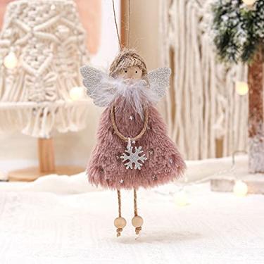 Imagem de 1 peça de boneca de anjo de pelúcia de Natal decoração de árvore de Natal DIY presentes de decoração de Natal para casa de ano novo, 16 x 10 x 3 cm (rosa)