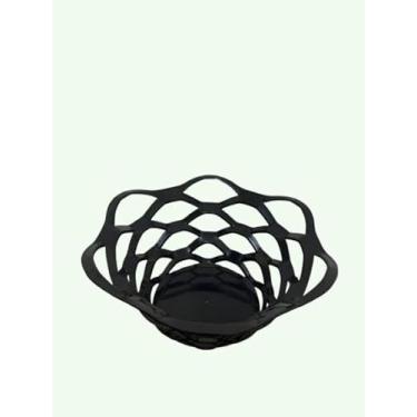 Imagem de Fruteira Decorativa em Plástico, Design Vazado Moderno, Estilo Bowl para Mesa nas Cores Preta, Branca, Cinza e Verde (Preto)
