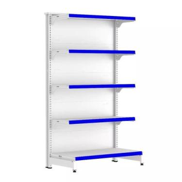 Imagem de Gondola Ponta 170 FIT Branco 5 Bandeja Pe Azul - AMAPÁ