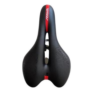 Imagem de Banco Selim Vazado Mtb Rava Confort Gel, Preto, Vermelho