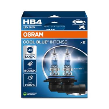 Imagem de OSRAM COOL BLUE INTENSE HB4, +100% mais brilho, até 5.000K, lâmpada de farol de halogêneo, aparência de LED, caixa dobrável suspensa (2 lâmpadas)