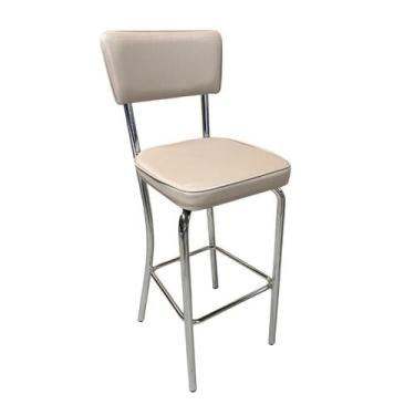 Imagem de Banqueta Olivia Alta Bar Cozinha Cromada Assento Grosso Confortável co