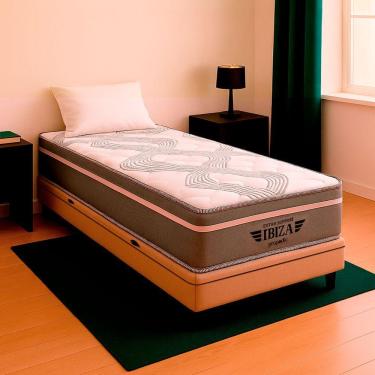 Imagem de Cama Box Solteirão Bege Colchão Ibiza Molas Ensacadas Vstore