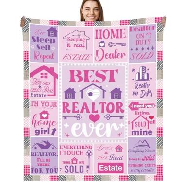 Imagem de Cobertor feminino para corretor de imóveis, melhor corretor de imóveis, design de imóveis, cobertor de flanela macio e aconchegante, presente de agradecimento para mãe, esposa, filha, colega de