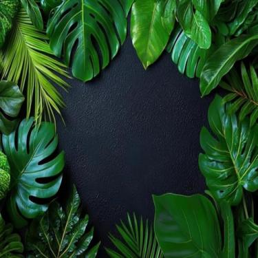 Imagem de Quadro Decorativo Vibrante de Folhagem Tropical para Parede - Estampa de Natureza Selvagem 50x50cm