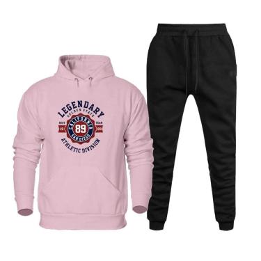 Imagem de Conjunto Moletom Estampado Plus Size Masculino Blusa Canguru Para o Frio e Calça Quentinha Macia