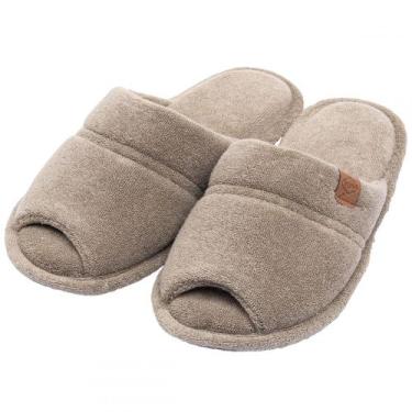 Imagem de Pantufa Atoalhada Aberta: Conforto Flexível para Seus Pés - Caqui - 37