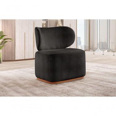 Imagem de Poltrona Para Sala De Estar Moderna Sun Linho Preto 102