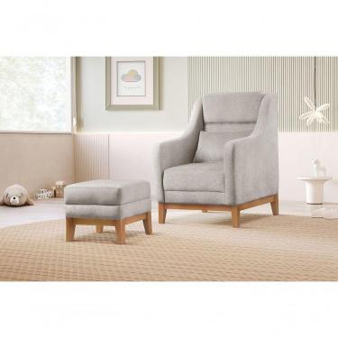 Imagem de Poltrona De Amamentação Com Puff áquila linho Cinza 101