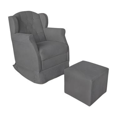 Imagem de Poltrona Amamentação Balanço Confortável Puff Pétala Suede Cor:cinza