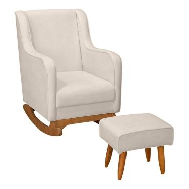 Imagem de Poltrona De Amamentação áquila Com Balanço Pés Canoa E Puff Bouclê Off White - Fratello