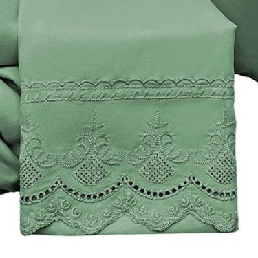 Imagem de Jogo De Cama Lençol Queen Supremo Micropercal 300 Fios - Esmeralda