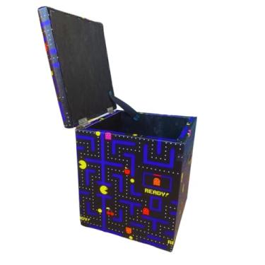 Imagem de Mini puff baú infantil puff pequeno assento para casa quarto sala puf para criança 30×25×25cm(JOGO PAC-MAN)