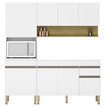 Imagem de Armário de Cozinha 3 Peças Balcão 150cm sem Tampo Lina13 Z06 Supremo/Freijó - Mpozenato