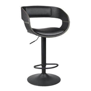 Imagem de Banqueta Alta com Encosto Base Disco Londrina Rivatti Preto