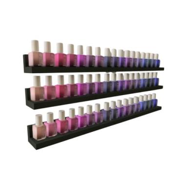 Imagem de Kit 3 Prateleiras Pretas para Esmaltes 60x6x4,5cm - Organização Charmosa