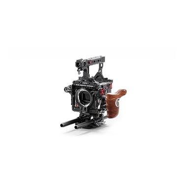 Imagem de Gaiola de câmera compatível com kit básico RED Komodo-X em preto | Acessórios de montagem | Alça superior dobrável | Suporte adaptador de lente | Cabo de madeira | Placa de base LWS |TA-T53-A-B