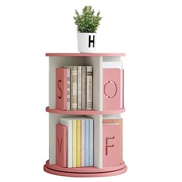 Imagem de UINGBPXT Estante de canto com rotação de 360°, estante de livros em várias camadas, estante de livros rosa para estudante, escritório, casa, exibição perfeita