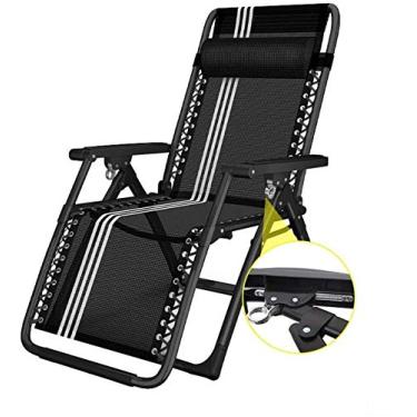 Imagem de Espreguiçadeiras de jardim, espreguiçadeiras, poltronas reclináveis com gravidade zero, cadeira reclinável, cadeira de balanço portátil e dobrável para uso ao ar livre, suporta 200 kg (cor, preta),