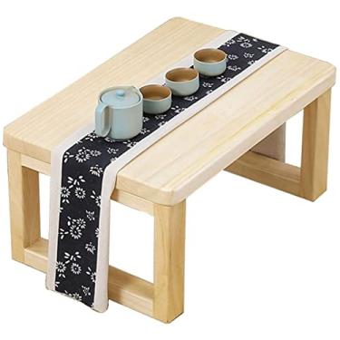 Imagem de Mesas de café, mesa de café, mesa de tatame japonês, dobrável, mesa baixa, mesa de chá, mesa de coquetel, mesa de café, de madeira, para casa, sala de estar, varanda, escritório (bege 60 x 40 x 30 cm