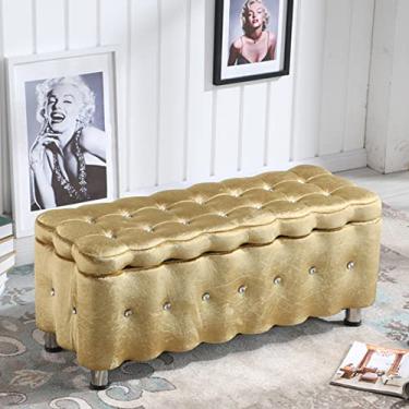 Imagem de Banqueta de armazenamento retangular com tampa articulada, banco de sofá para sala de estar, banco de quarto, cama, banco para sala de estar, banco para troca de sapatos, 40 x 40 x 60 cm