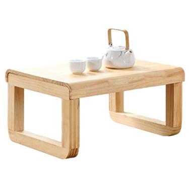Imagem de BSNANCA Mesas de café, mesa de centro de madeira maciça, tatame, mesa baixa, janela, mesa, pequena, mesa de chá, café da manhã na cama, bandeja de servir, mesa estilo japonês, para chá e café (