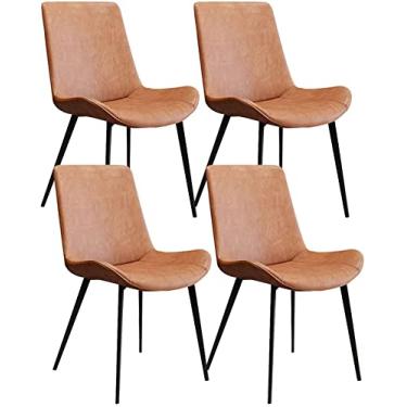 Imagem de Conjunto de 4 cadeiras de jantar de escritório, cadeiras de jantar de negócios, cadeiras de jantar de cozinha, cadeiras de cozinha com encosto de almofada de poliuretano, cadeiras laterais modernas de