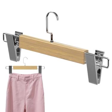 Imagem de Cabides com clipes | Cabides de madeira, organizador antiderrapante para calças, jaquetas, blusas, roupas, lavanderia, armário, viagem, dormitório, faculdade, casa