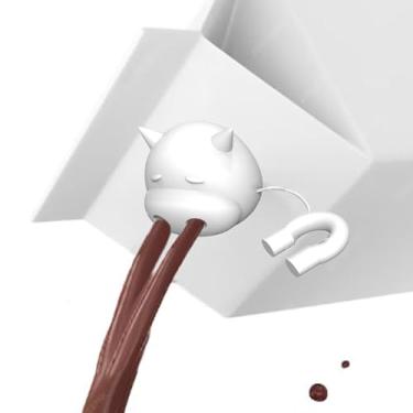 Imagem de Capas de garrafa de silicone | Protetor de caixa de leite com impressão 3D em forma de vaca, tampa de silicone para dispensador de garrafa de bebida rotativa para carro, férias, viagens, uso diário