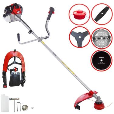 Imagem de Roçadeira Lateral Toyama RT52-L À Gasolina Motor 2T 52cc 2HP 10.000rpm Robusta e de Alta Performance Com Carretel de Nylon e Kit 4 Lâminas de Cortes