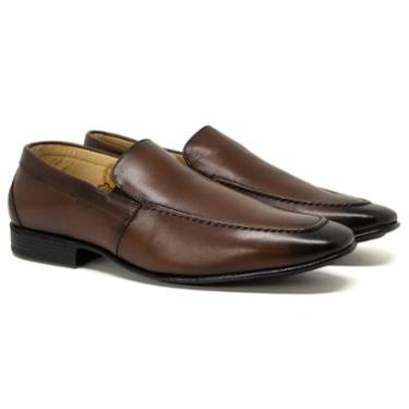 Imagem de Sapato Social Masculino Jota Pe Soft Fit Clássico Tecnologia Air Bag sem Cadarço Couro Liso 76752-Masculino