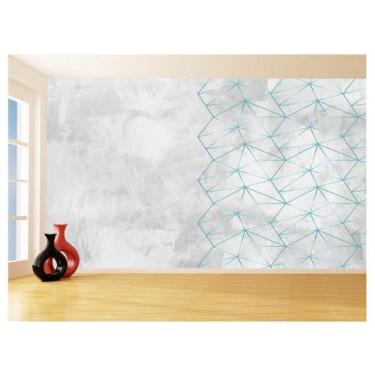 Imagem de Papel De Parede Concreto Linhas Azul Turquesa 3,5M Kkt312 - Você Decor