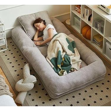 Imagem de LULUMAIC Sofá preguiçoso cama grande dobrável para cães humanos adultos e animais de estimação, cama de tamanho humano de luxo para pessoas, cama de cachorro lavável gigante para humanos
