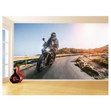 Imagem de Papel De Parede 3D Moto Esporte Viagem Estrada 3,5M Bkm58 - Você Decor