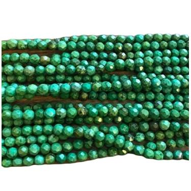 Imagem de Lady Works Fio de pedra natural turquesa verde de 33 cm, contas facetadas redondas de 4 mm para fazer joias DIY | Beads_04539
