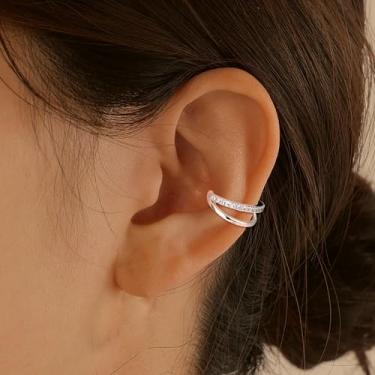 Imagem de Brinco de argola de prata para mulheres moderno não piercing zircônia cúbica joia presente