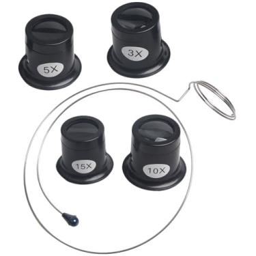 Imagem de Gadpiparty Lupa de Joalheiro Com 4 Peças, Lupa Com Alças para Os Olhos, de Joalheiro para Trabalho de Perto, voz para Relojoeiros E Artesãos