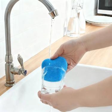 Imagem de 12 peças de pano de prato de silicone para limpeza e lavagem resistente de cozinha, esponja de borracha reutilizável para lavar pratos, panelas, esponja multiuso utensílios de cozinha