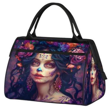 Imagem de Bolsa pequena para o fim de semana para mulheres e homens, estilo mandala, étnico, laranja, dobrável, bolsa de ginástica, bolsa de ginástica, Cor: 24, 15.2*8.3*11.6 inch