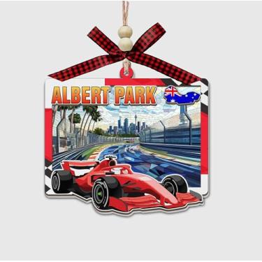 Imagem de Enfeite de corrida Albert Park Circuit Melbourne Australia, design de pista inspirado na fórmula de vitral de madeira e acrílico, carro suspenso ou decoração de árvore de Natal - presente para amantes