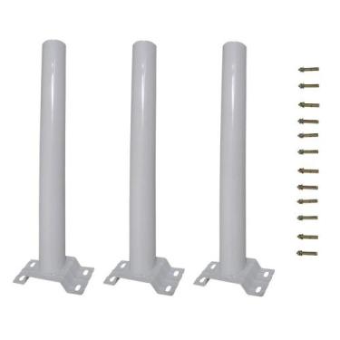 Imagem de Suporte Barra Luminaria Solar 3 unidades Parede Rua Poste Aço Quintal 