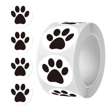 Imagem de 500 peças de adesivos fofos de patas de cachorro rolo de 2,5 cm adesivos para crianças preto fofo pegadas de cachorro etiqueta de etiqueta autoadesiva para sala de aula adesivos à prova d'água para