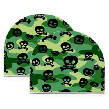 Imagem de Wassud Porta-guardanapos de acrílico Black Skulls, dispensador de guardanapos de papel moderno em forma de U para mesa, cozinha, sala de jantar, bancada 2 peças (comporta 50-60 guardanapos)