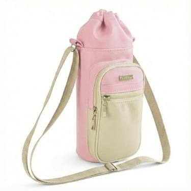 Imagem de Bolsa Térmica (ROSA COM BEGE) GALANTE para Garrafa de 500 ML em Couro Sintético - Coleção Cores VERÃO 2026