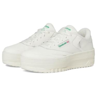 Imagem de Reebok Tênis feminino Club C Extra (criança grande), Giz/Giz/Verde Glen, 4 Big Kid