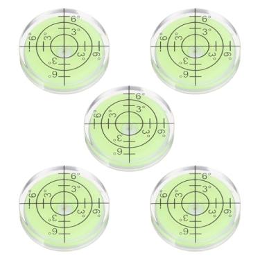 Imagem de PATIKIL 5 peças de nível de bolha redonda 25 x 5 mm mini circular Bullseye Spirit Levels ferramentas de layout para nivelar câmera tripé telescópio oficina toca-discos quadro de fotos, verde