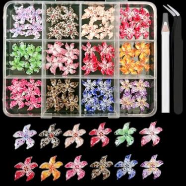 Imagem de Decorações de unhas de lírio de resina 3D, flores de cristal mistas, pedras florais esculpidas macias para arte em unhas, salão de manicure, portátil, faça você mesmo, policromado