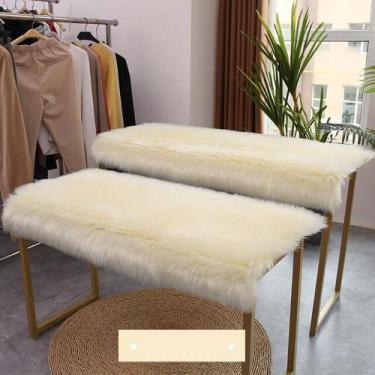 Imagem de Manta Xale de Pelúcia Pelo Alto Areia Para Sofá/Cadeira Decoração Yout